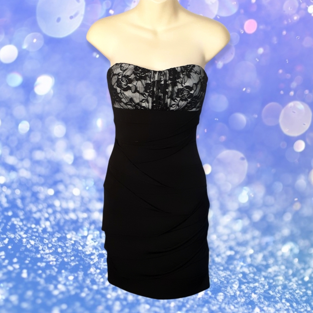 RUBY ROX Black Stretchy Strapless Bandage Wrap Bodycon Evening Wear Minidress